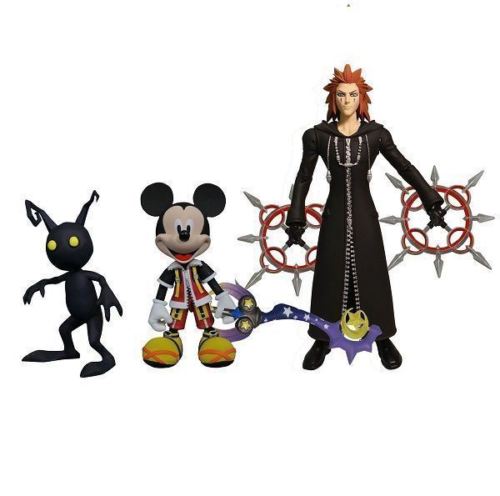 Kingdom Hearts Select: Mickey, Axel, and Shadow Action Figure Set Bundle